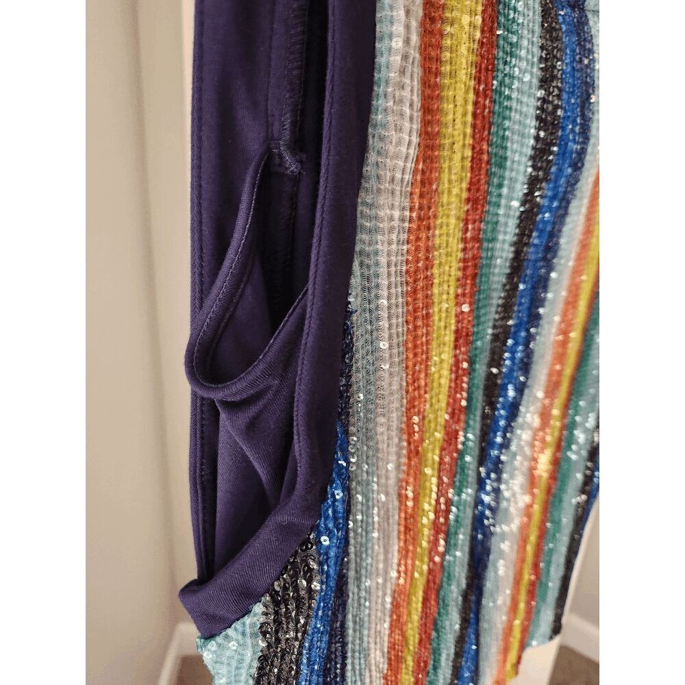 Eva Franco Coconinno Rainbow Sequin Stripe Keyhole Sleeveless Top - Medium - Picture 7 of 9